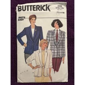 Butterick 3066 pattern blazer boxy boyfriend 1980s size 12